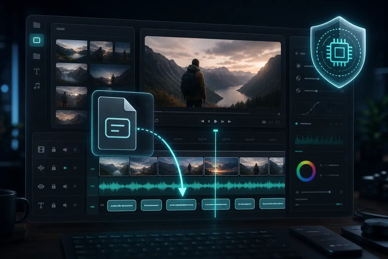 Video editor importing SRT subtitle file