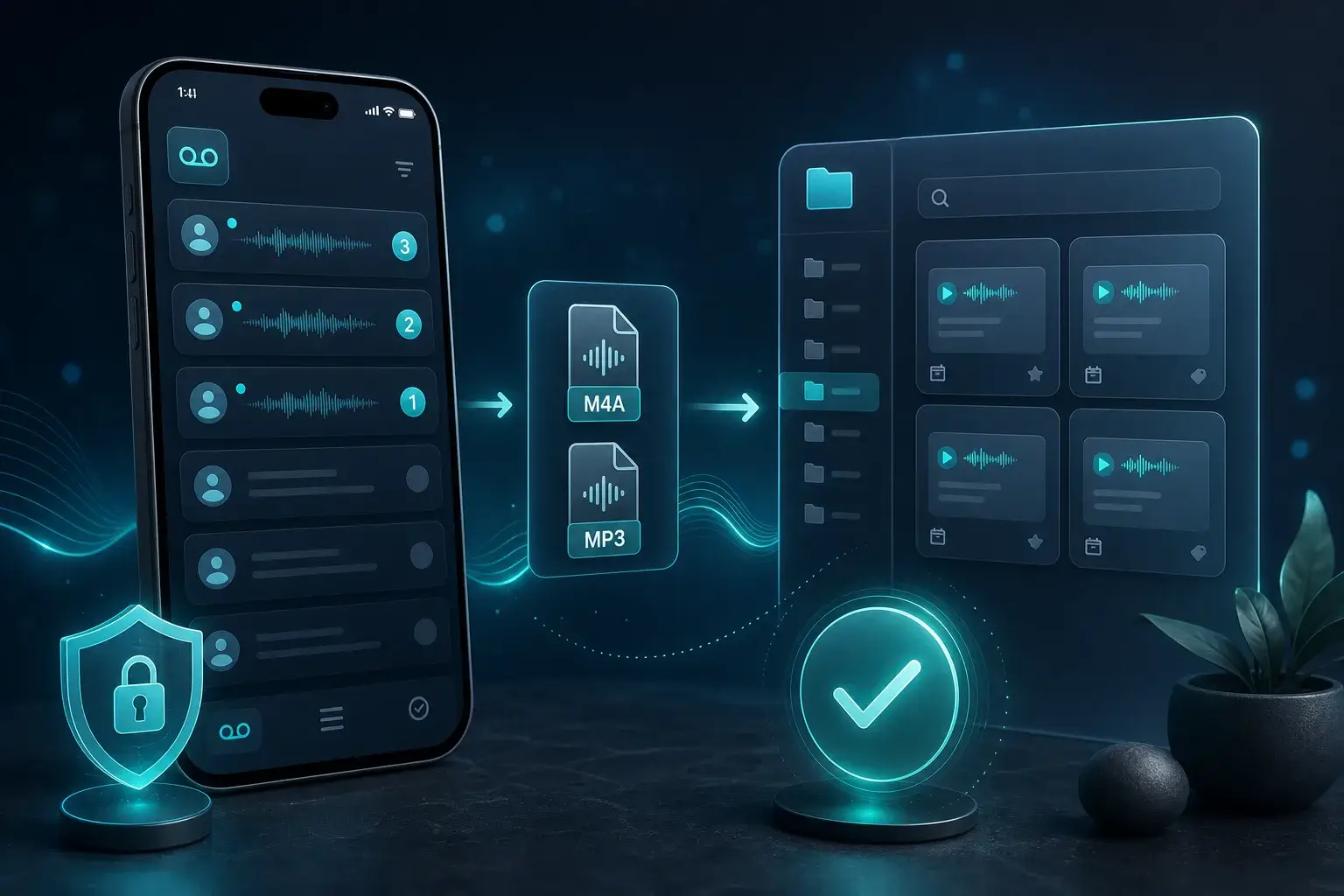 User converting personal voicemail to text